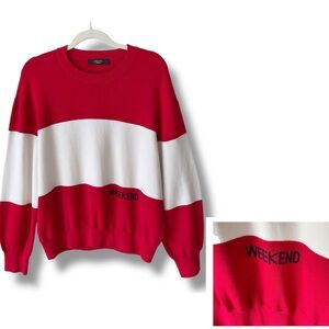 Weekend Max Mara Colour Block Striped Sweater in Red & White